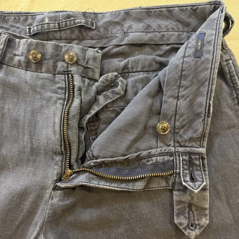 Polo Ralph Lauren Linen Blend Pants Mens 34x30 Slim Fit Blue Lightweight Woven